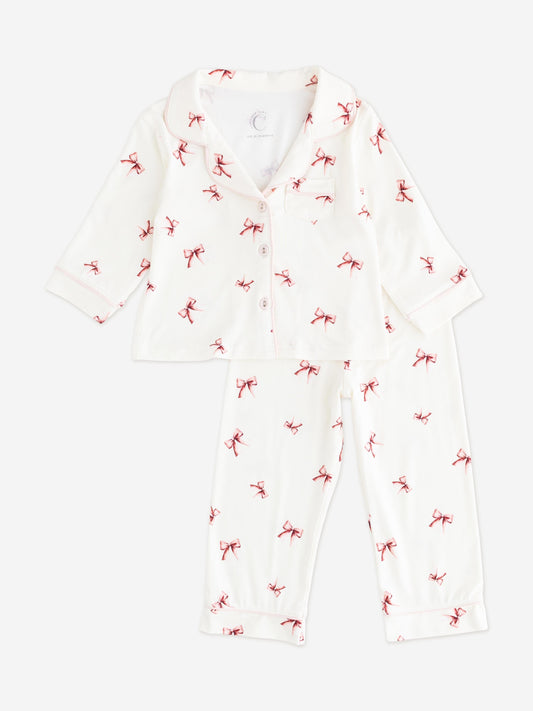 Cozy Crew Club Girls Mini COZY Rosy Ribbon Pyjamas in Ivory