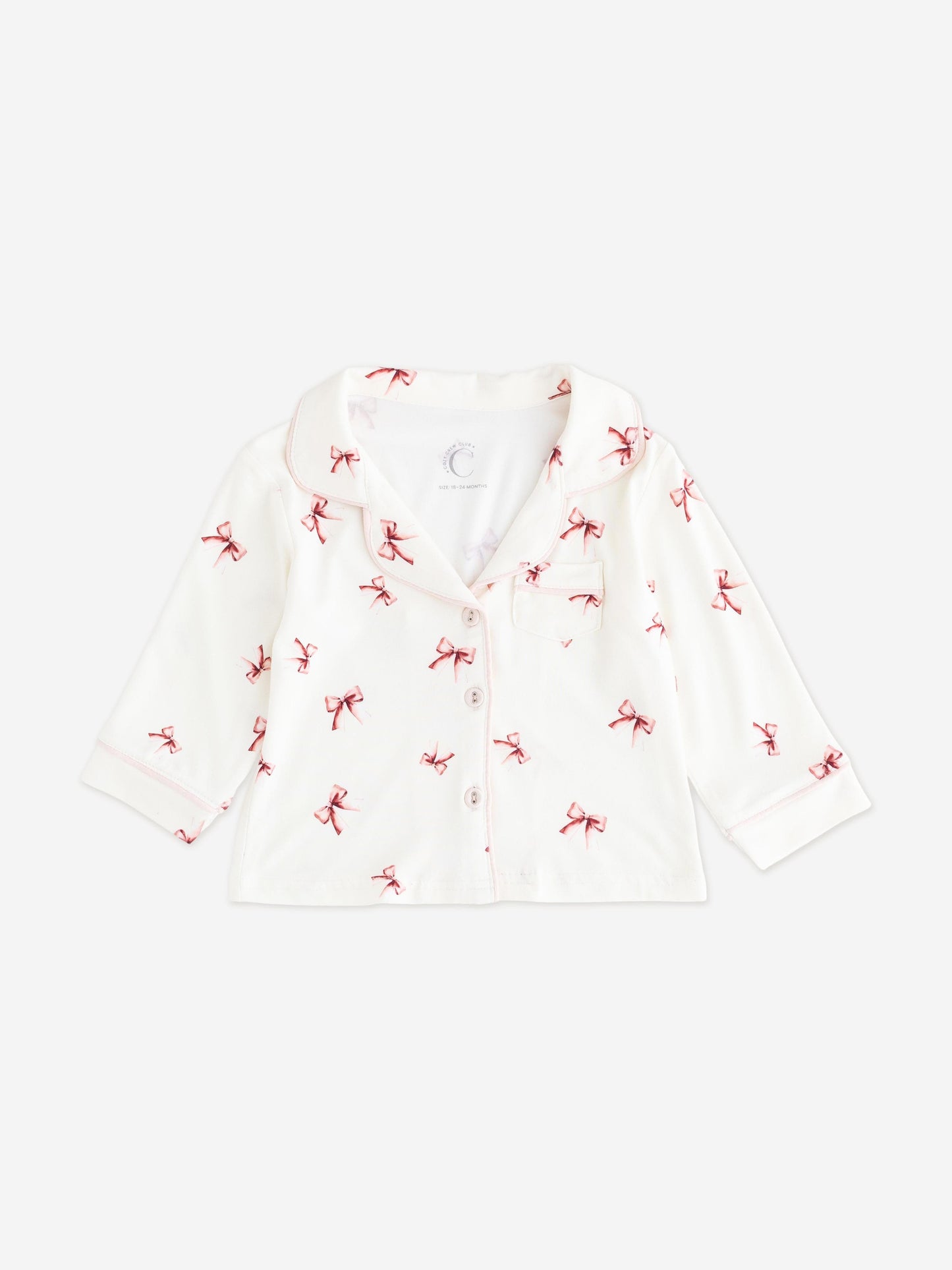 Cozy Crew Club Girls Mini COZY Rosy Ribbon Pyjamas in Ivory