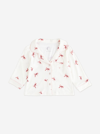 Cozy Crew Club Girls Mini COZY Rosy Ribbon Pyjamas in Ivory