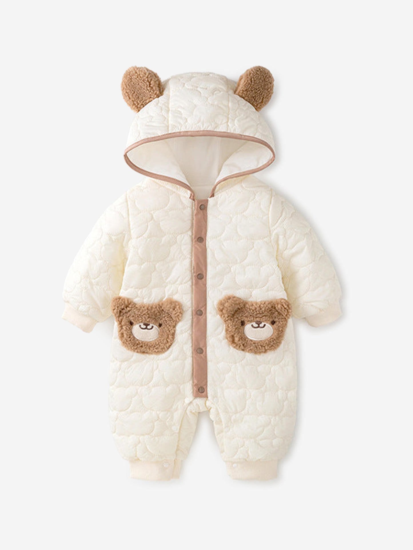 Cozy Crew Club Baby The Friendly Bear Puffy Suit in Ivory