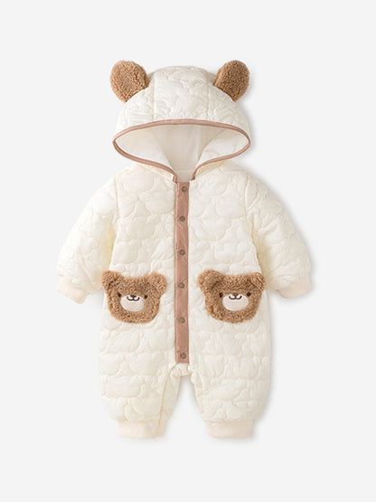Cozy Crew Club Baby The Friendly Bear Puffy Suit in Ivory