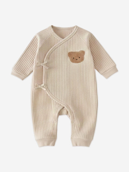 Cozy Crew Club Baby The Teddy Bear Boucle Wrap Baby Grow Romper in Beige