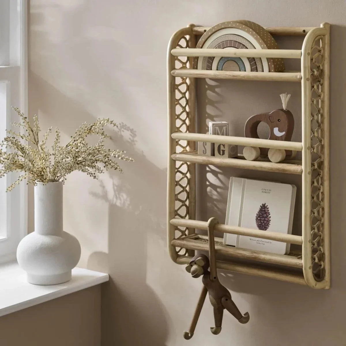 CuddleCo Aria Wave Bookshelf - Rattan