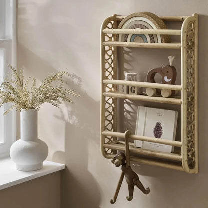 CuddleCo Aria Wave Bookshelf - Rattan