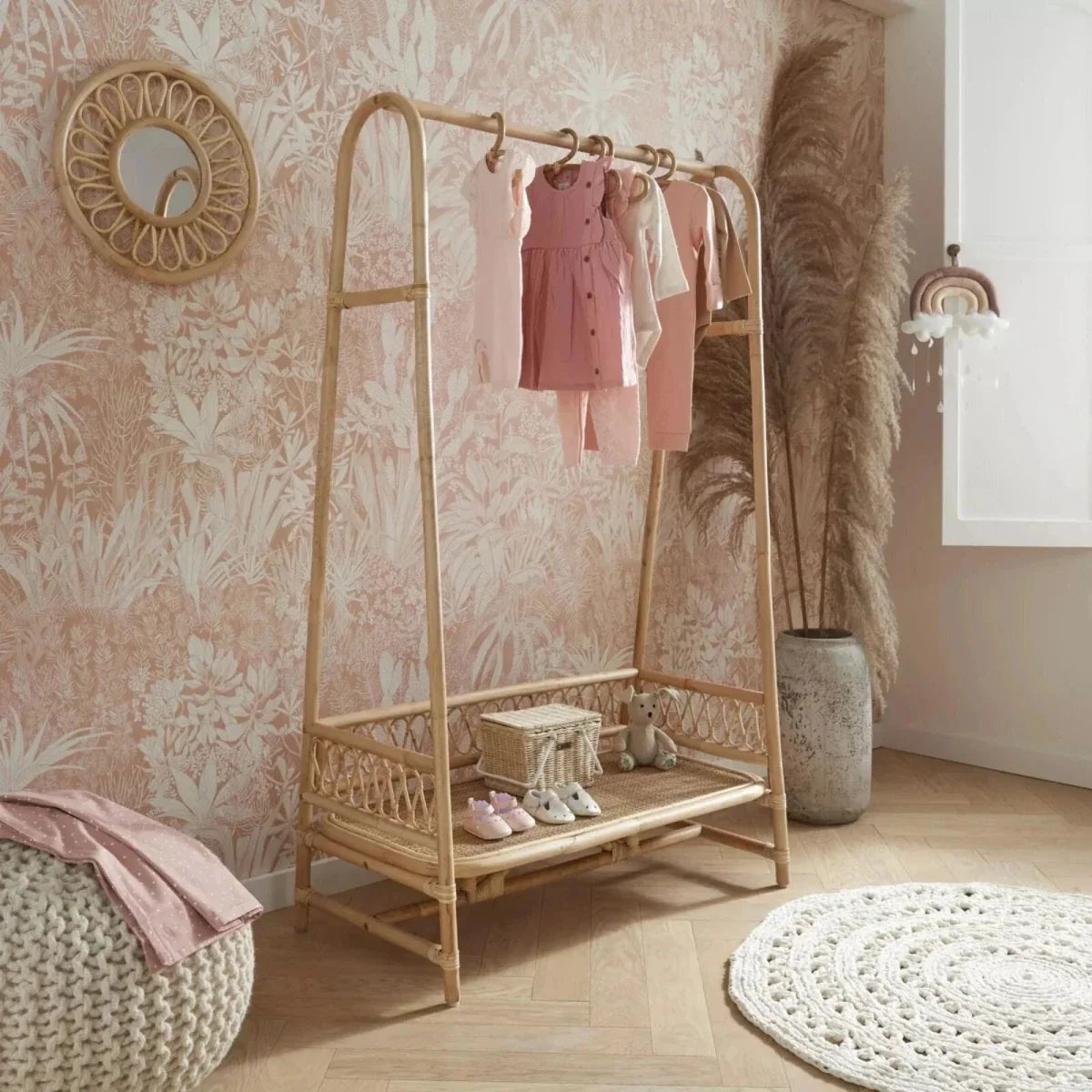 CuddleCo Aria Children's Clothes Rail - Rattan