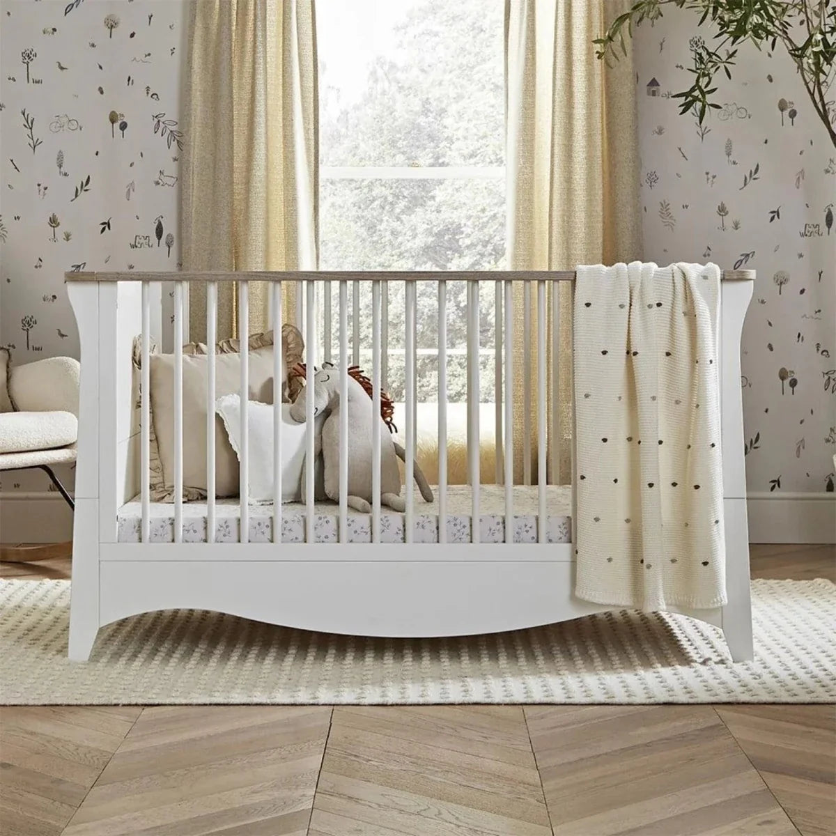 CuddleCo Clara 2 Piece Nursery Furniture Set - White & Ash