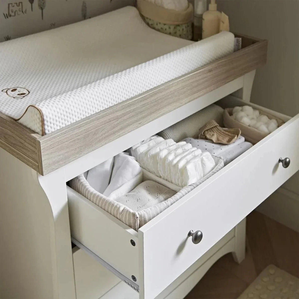 CuddleCo Clara 2 Piece Nursery Furniture Set - White & Ash