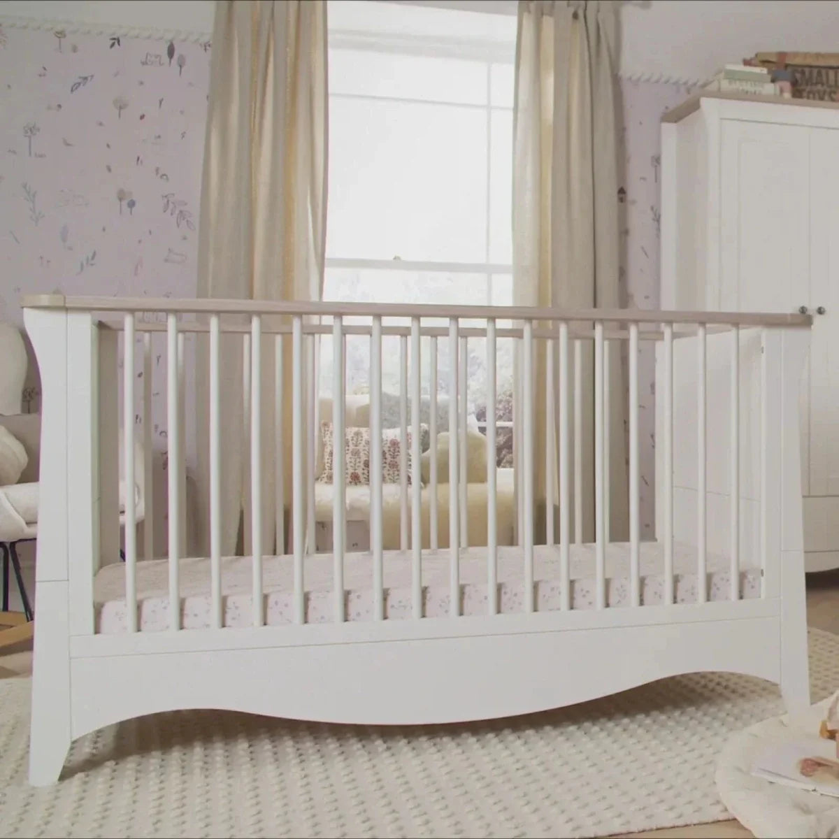CuddleCo Clara Cot Bed - White & Ash