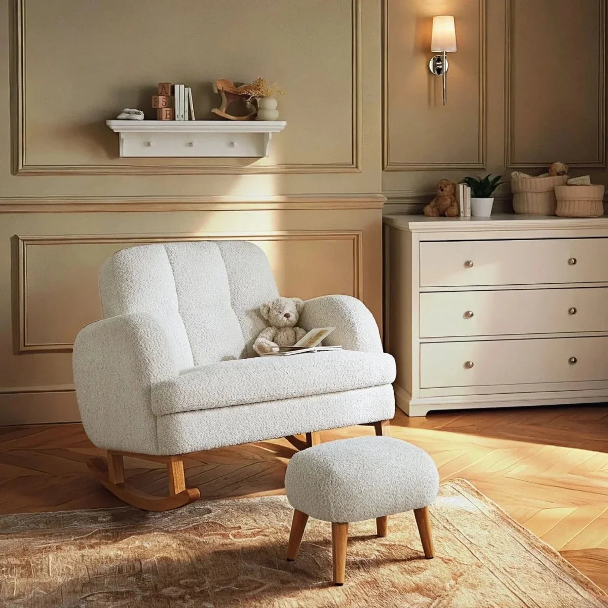 CuddleCo Etta Cuddle Nursing Chair & Foot Stool - Boucle Off-White