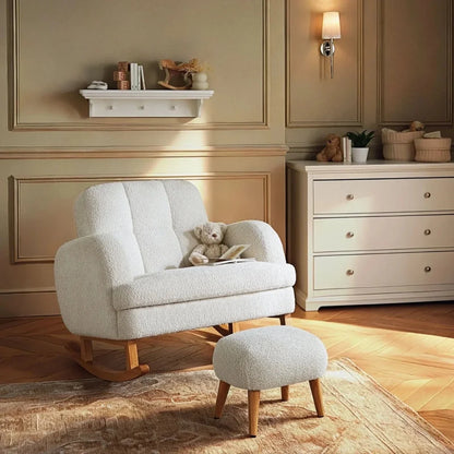 CuddleCo Etta Cuddle Nursing Chair & Foot Stool - Boucle Off-White