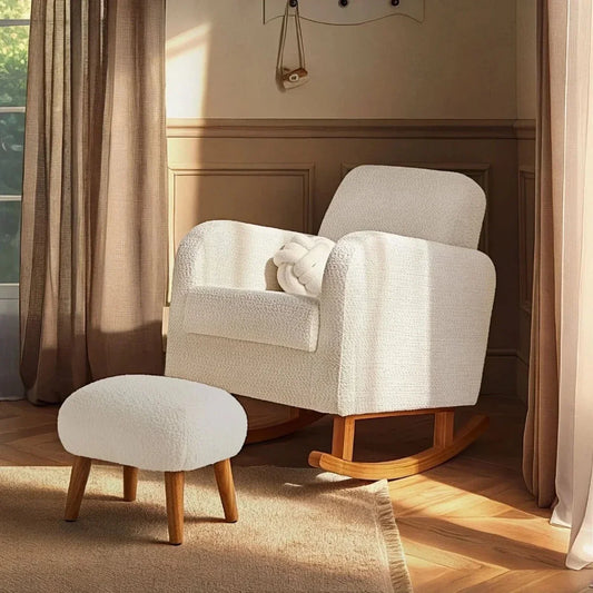 CuddleCo Etta Nursing Chair & Foot Stool - Boucle Off-White