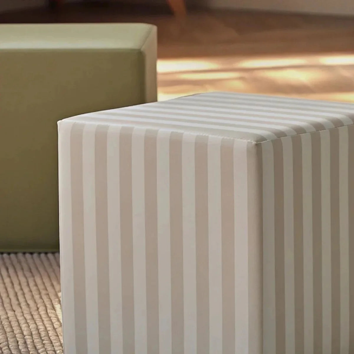 CuddleCo Soft Play Cubes 2 Piece - Cookie Stripe/Olive