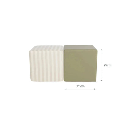 CuddleCo Soft Play Cubes 2 Piece - Cookie Stripe/Olive