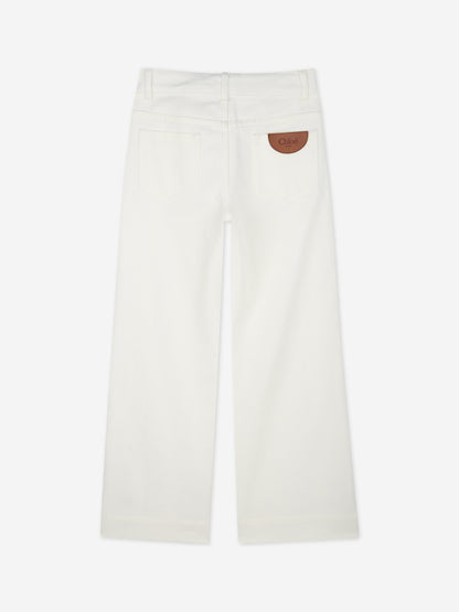 Chloé Girls Denim Trousers in Ivory