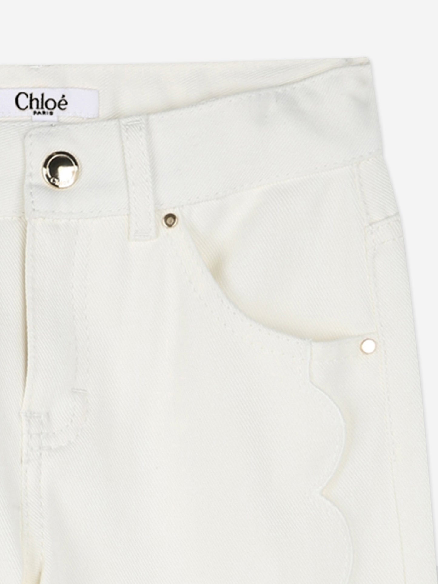 Chloé Girls Denim Trousers in Ivory