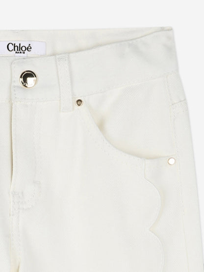 Chloé Girls Denim Trousers in Ivory