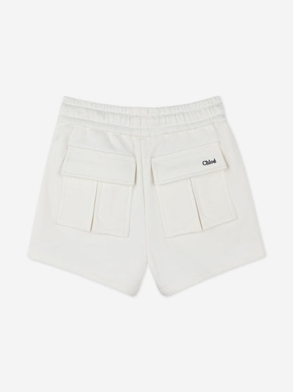 Chloé Girls French Terry Shorts in Ivory