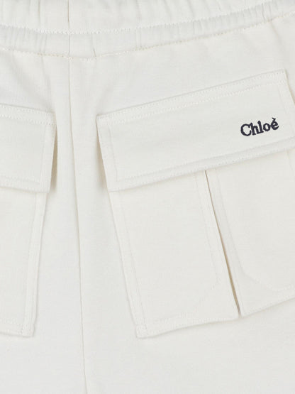 Chloé Girls French Terry Shorts in Ivory