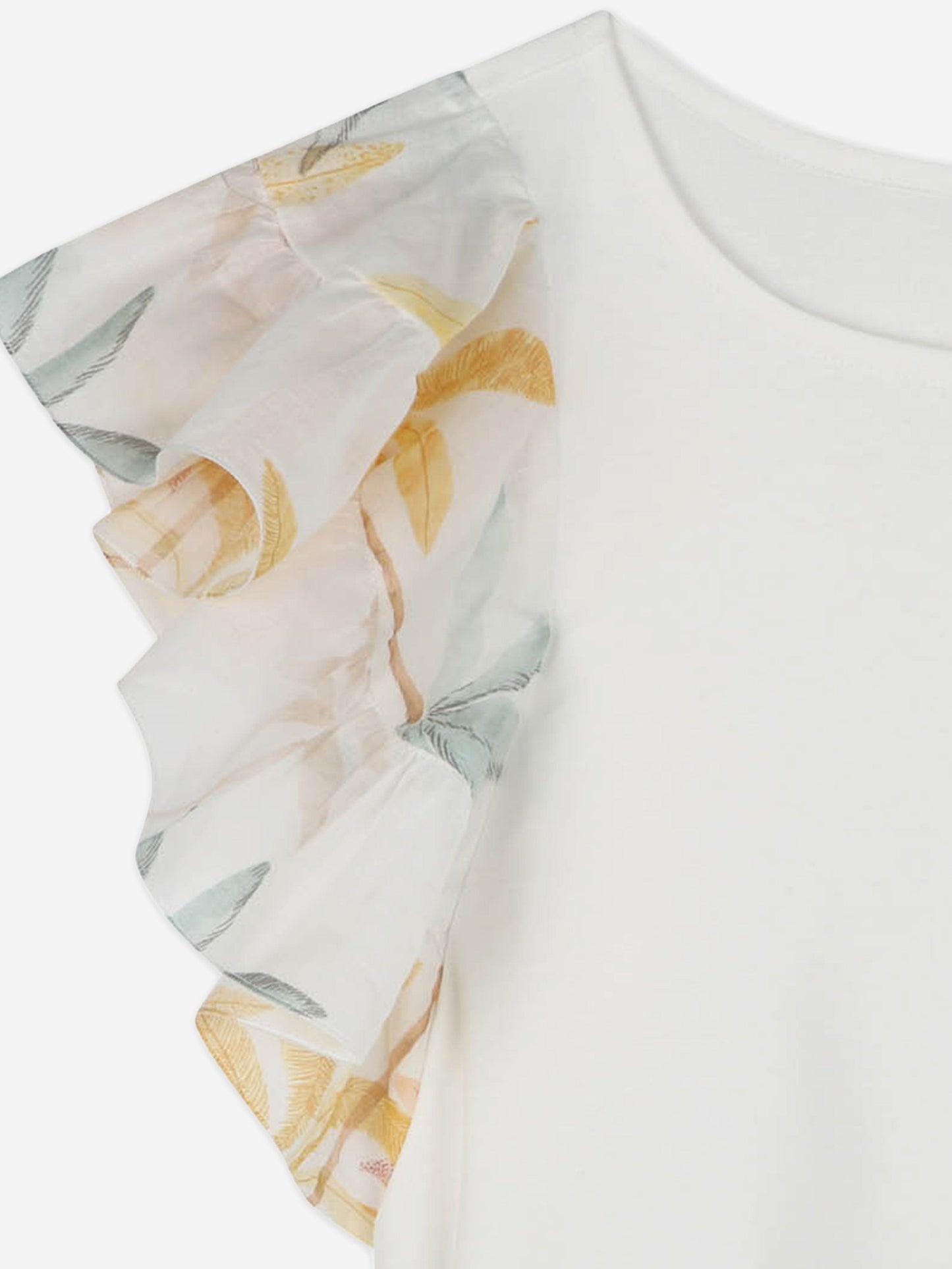 Chloé Girls Palm Grove Ruffle Top in Ivory