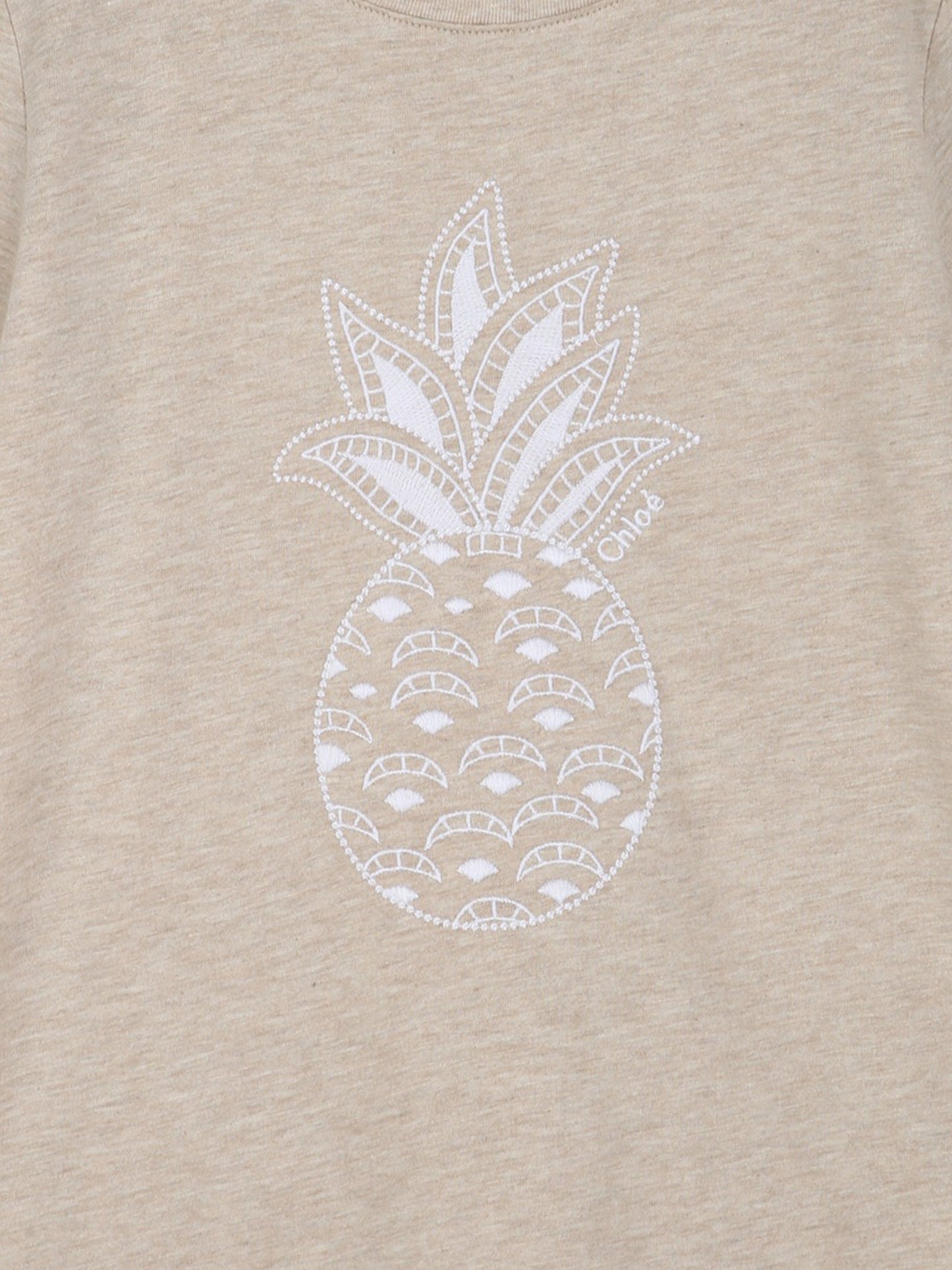 Chloé Girls Embroidered Pineapple T-Shirt in Beige