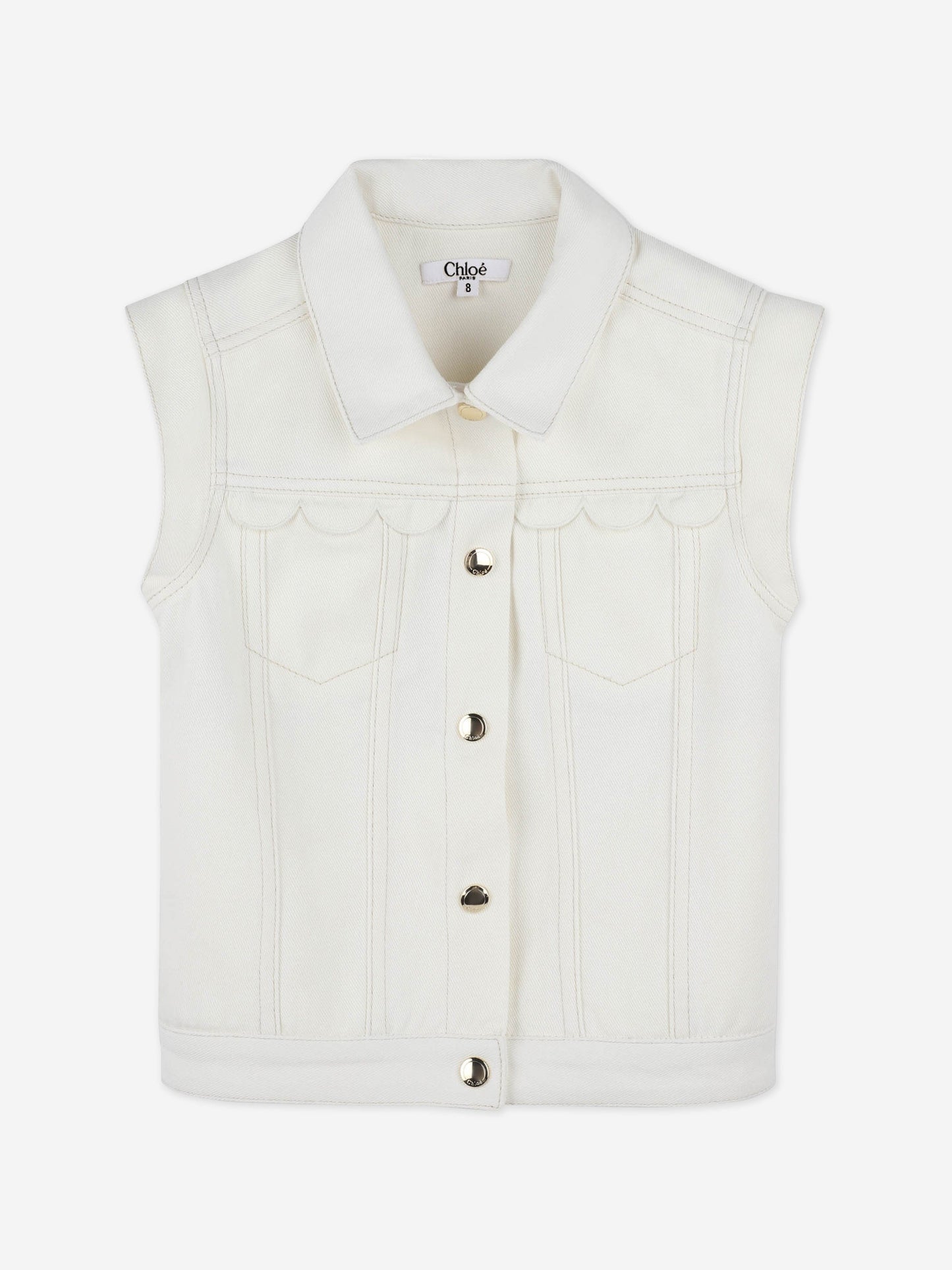 Chloé Girls Scalloped Gilet in Ivory