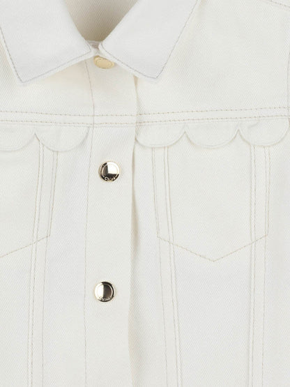 Chloé Girls Scalloped Gilet in Ivory