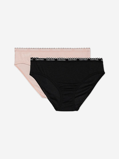 Calvin Klein Girls 2 Pack Bikini Knickers Set in Pink