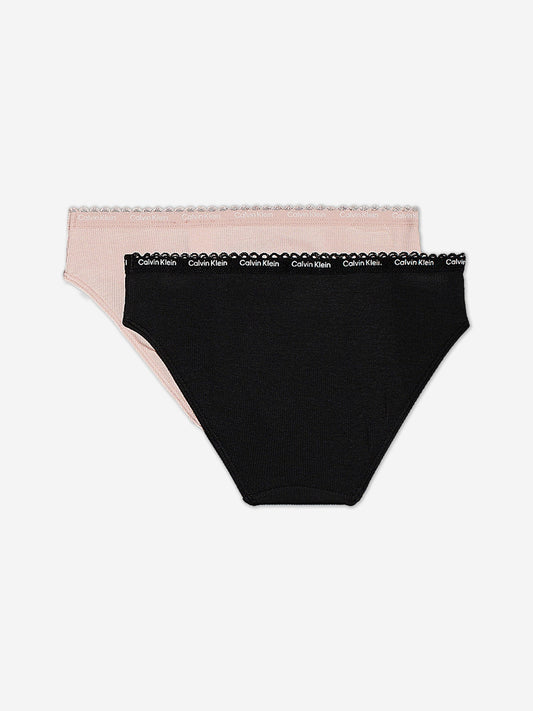 Calvin Klein Girls 2 Pack Bikini Knickers Set in Pink