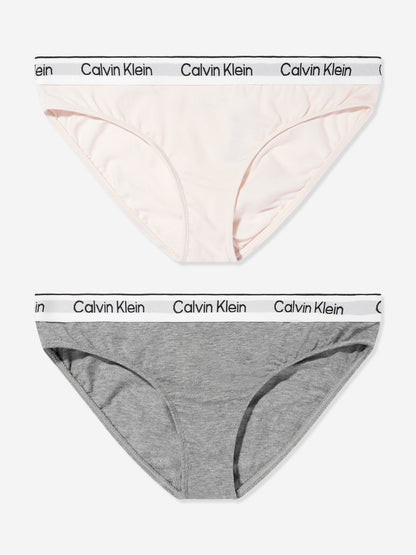Calvin Klein Girls 2 Pack Bikini Knickers Set in Pink