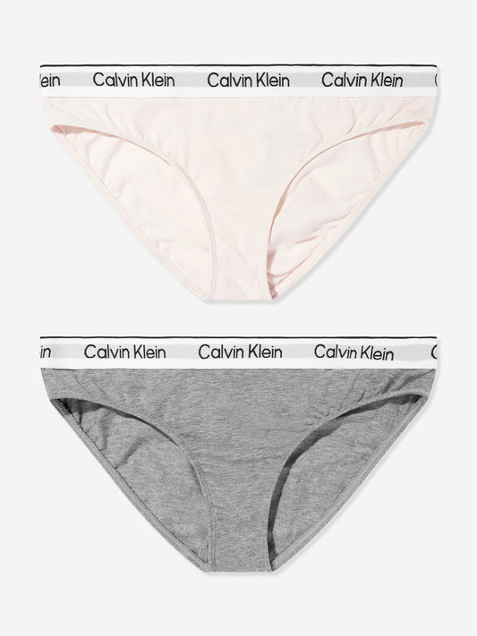 Calvin Klein Girls 2 Pack Bikini Knickers Set in Pink