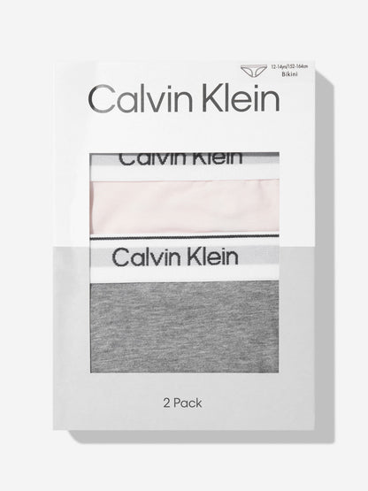 Calvin Klein Girls 2 Pack Bikini Knickers Set in Pink