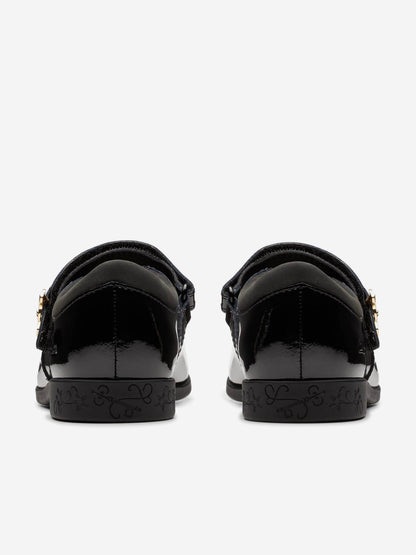 Clarks Girls Patent Leather Lock Magic Shoes in Black (Standard Fit)