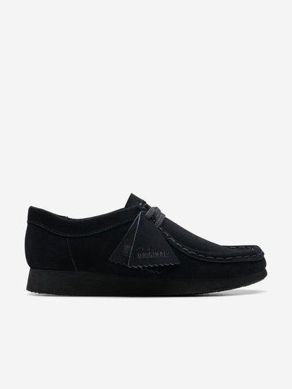 Clarks Kids Suede Wallabee Shoes in Black (Wide Fit)
