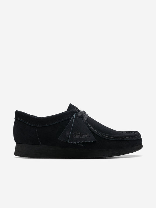 Clarks Kids Suede Wallabee Shoes in Black (Wide Fit)