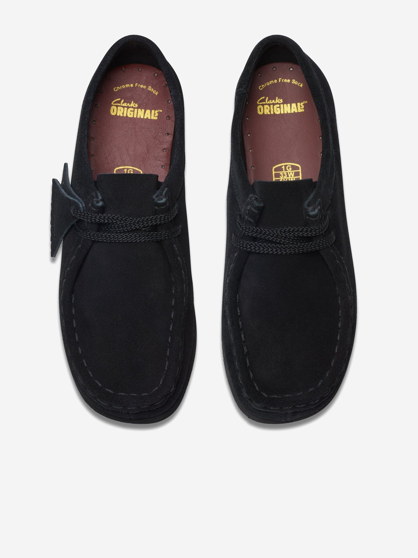 Clarks Kids Suede Wallabee Shoes in Black (Wide Fit)