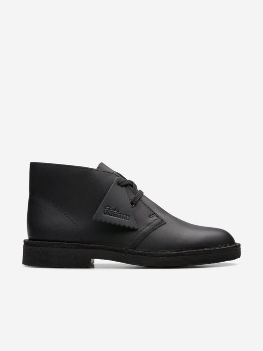 Clarks Kids Leather Desert Boots in Black (Wide Fit)