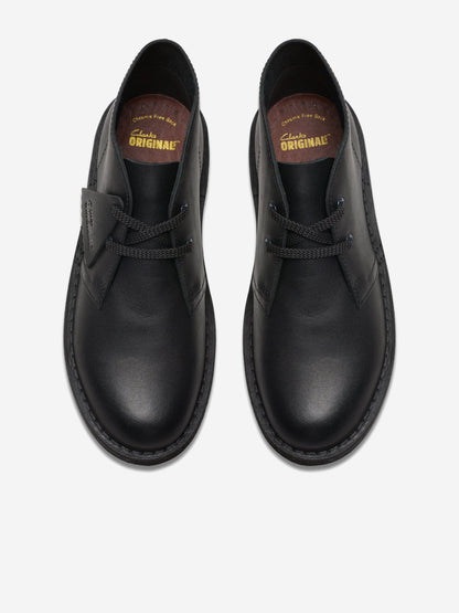 Clarks Kids Leather Desert Boots in Black (Wide Fit)