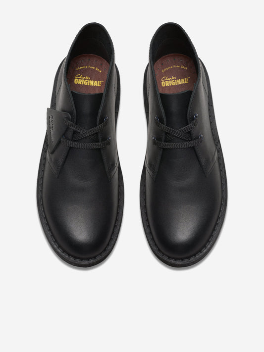 Clarks Kids Leather Desert Boots in Black (Wide Fit)
