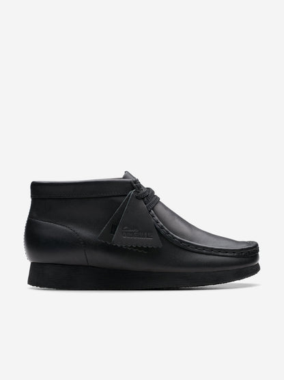 Clarks Kids Leather Wallabee Boots in Black (Wide Fit)