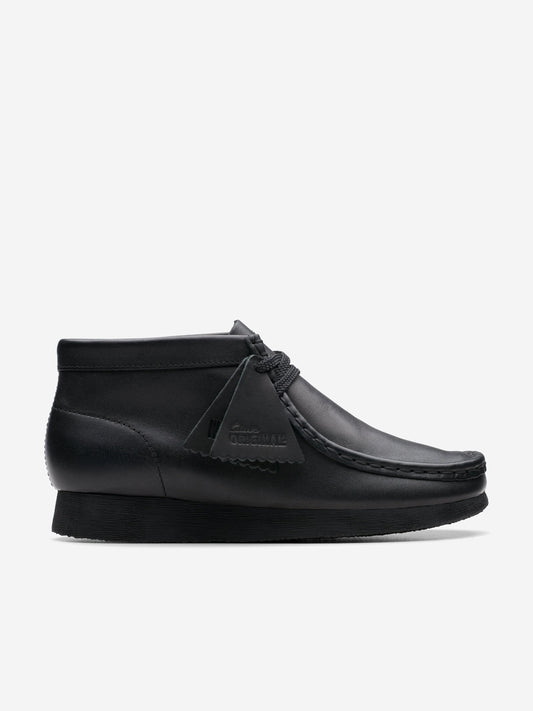 Clarks Kids Leather Wallabee Boots in Black (Wide Fit)