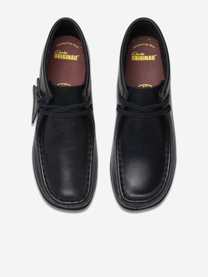 Clarks Kids Leather Wallabee Boots in Black (Wide Fit)