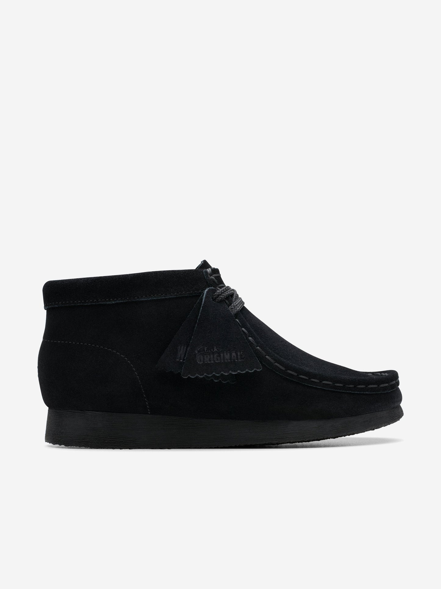 Clarks Kids Suede Wallabee Boots in Black (Wide Fit)