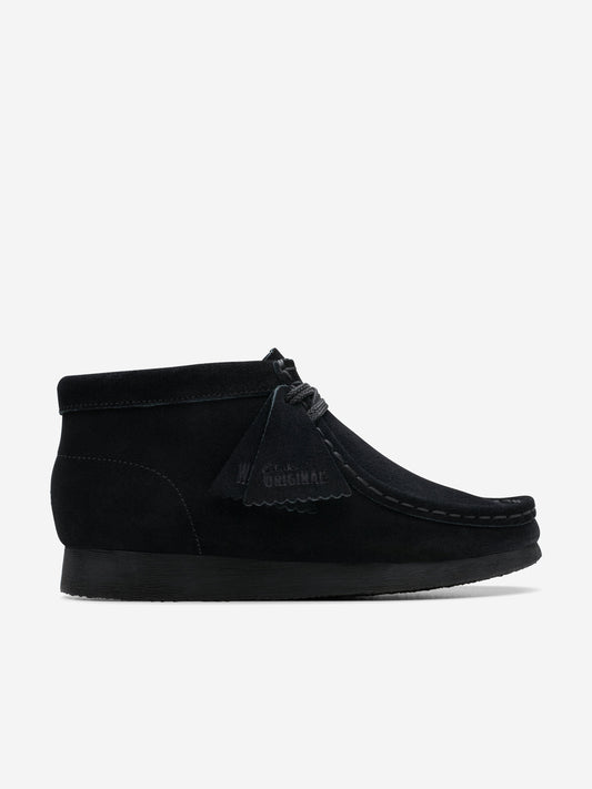 Clarks Kids Suede Wallabee Boots in Black (Wide Fit)