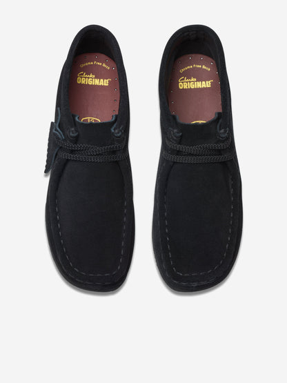 Clarks Kids Suede Wallabee Boots in Black (Wide Fit)