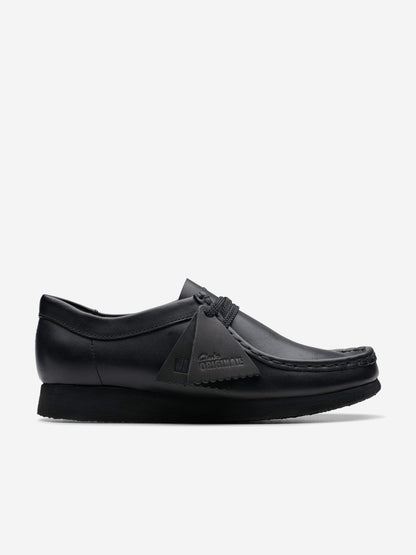 Clarks Kids Leather Wallabee Shoes in Black (Wide Fit)