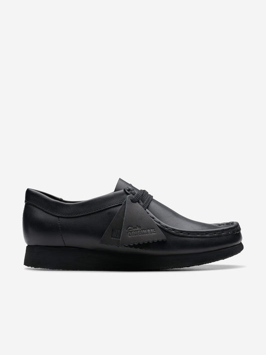 Clarks Kids Leather Wallabee Shoes in Black (Wide Fit)
