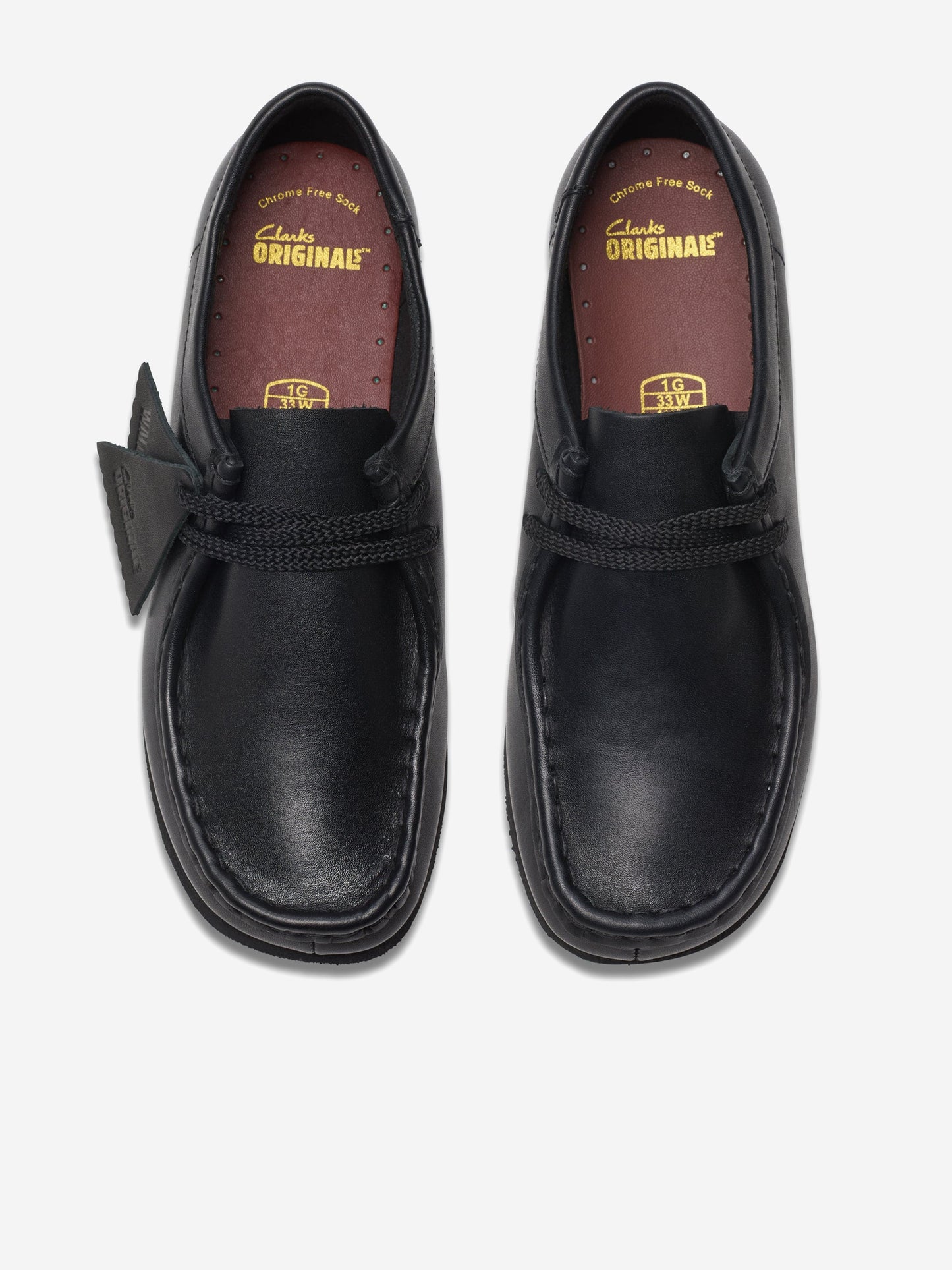 Clarks Kids Leather Wallabee Shoes in Black (Wide Fit)