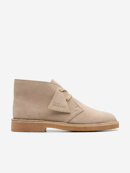 Clarks Kids Suede Desert Boots in Beige (Wide Fit)