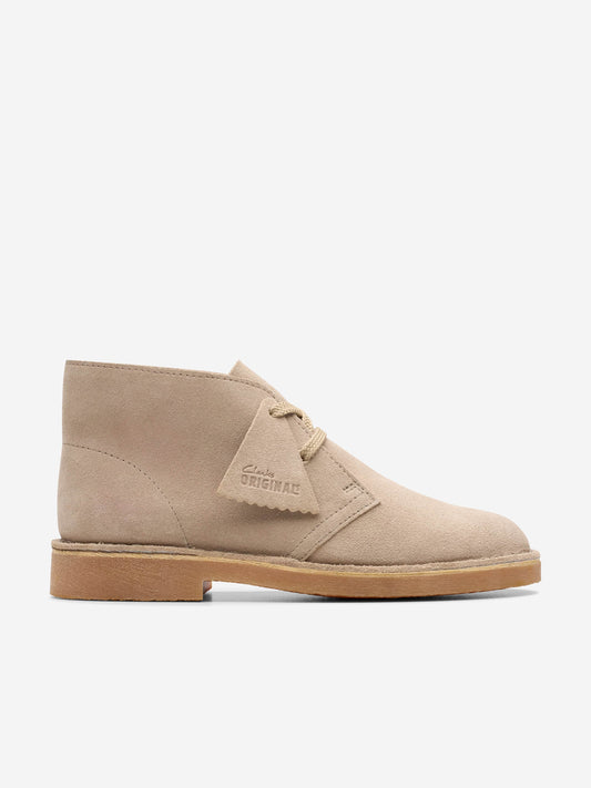 Clarks Kids Suede Desert Boots in Beige (Wide Fit)