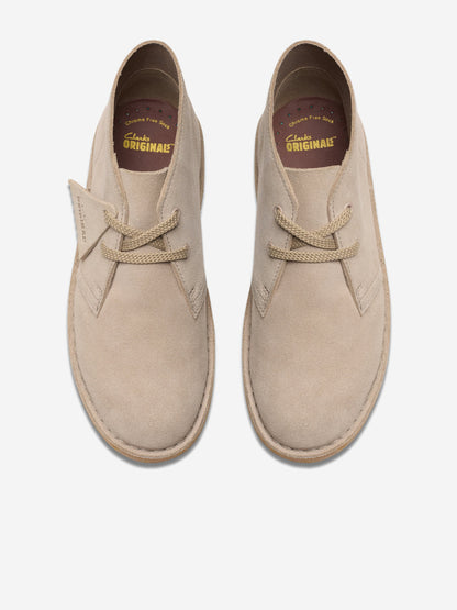 Clarks Kids Suede Desert Boots in Beige (Wide Fit)